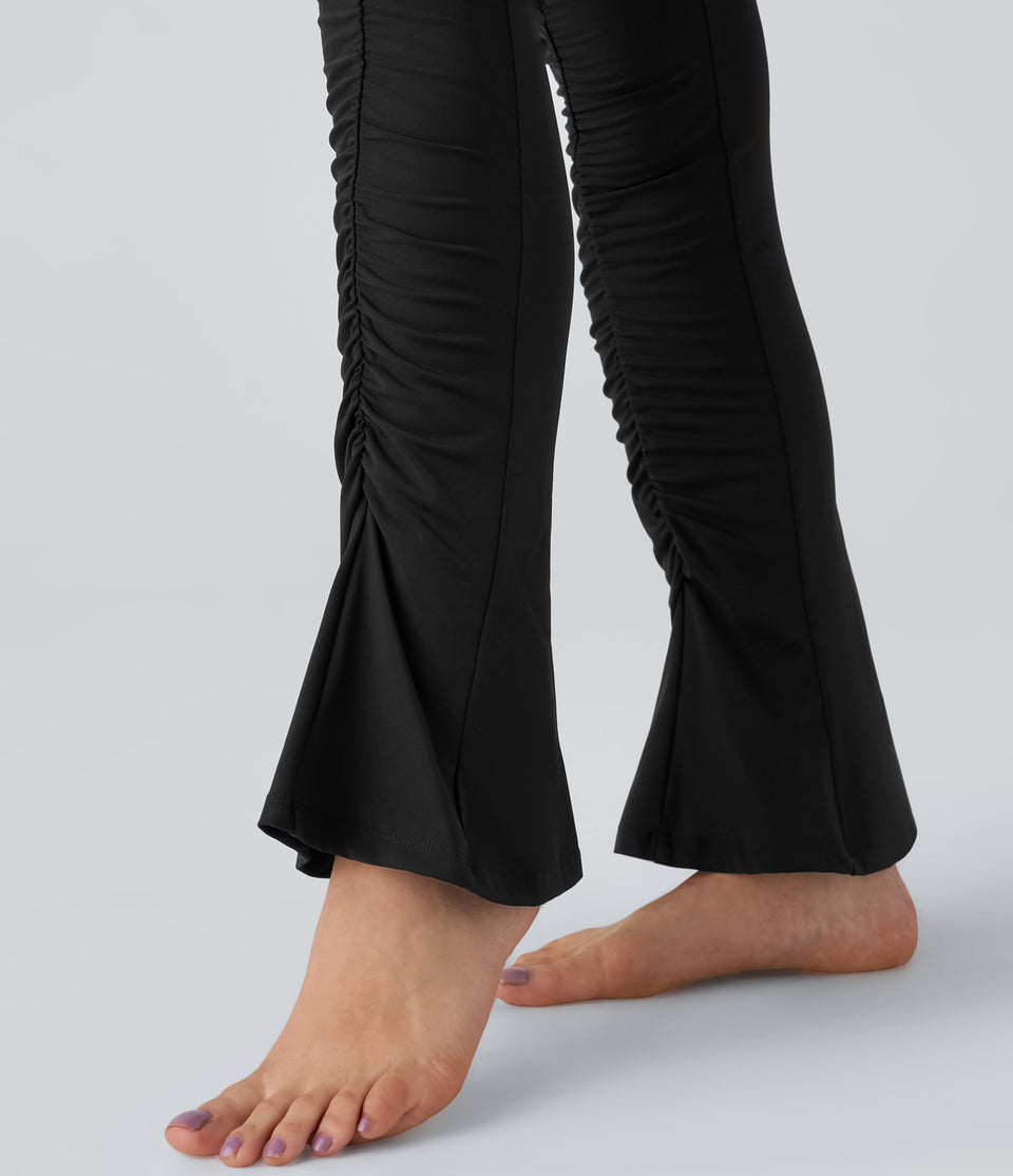 Softlyzero™ Airy High Waisted Ruched Slight Flare Cool Touch Yoga Leggings-UPF50+
