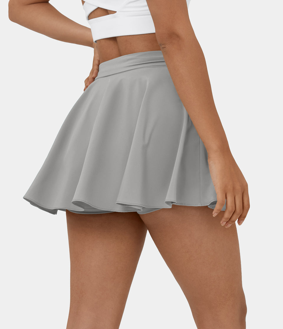 Breezeful™ High Waisted Tie Side 2-in-1 Side Pocket Flowy Micro Mini Flare Quick Dry Casual Skirt