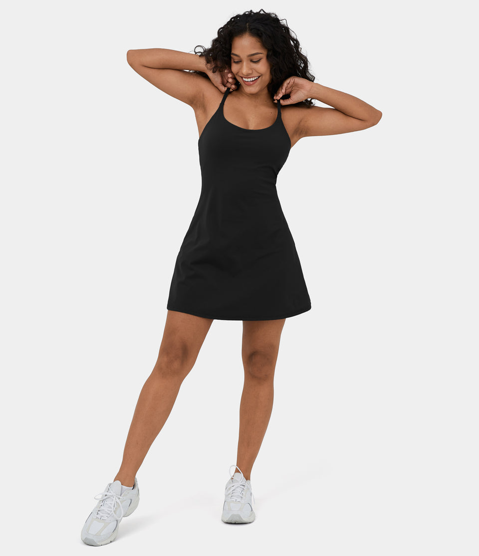Softlyzero™ Plush Backless Adjustable Strap 2-in-1 Pocket A Line Mini Tennis Active Dress