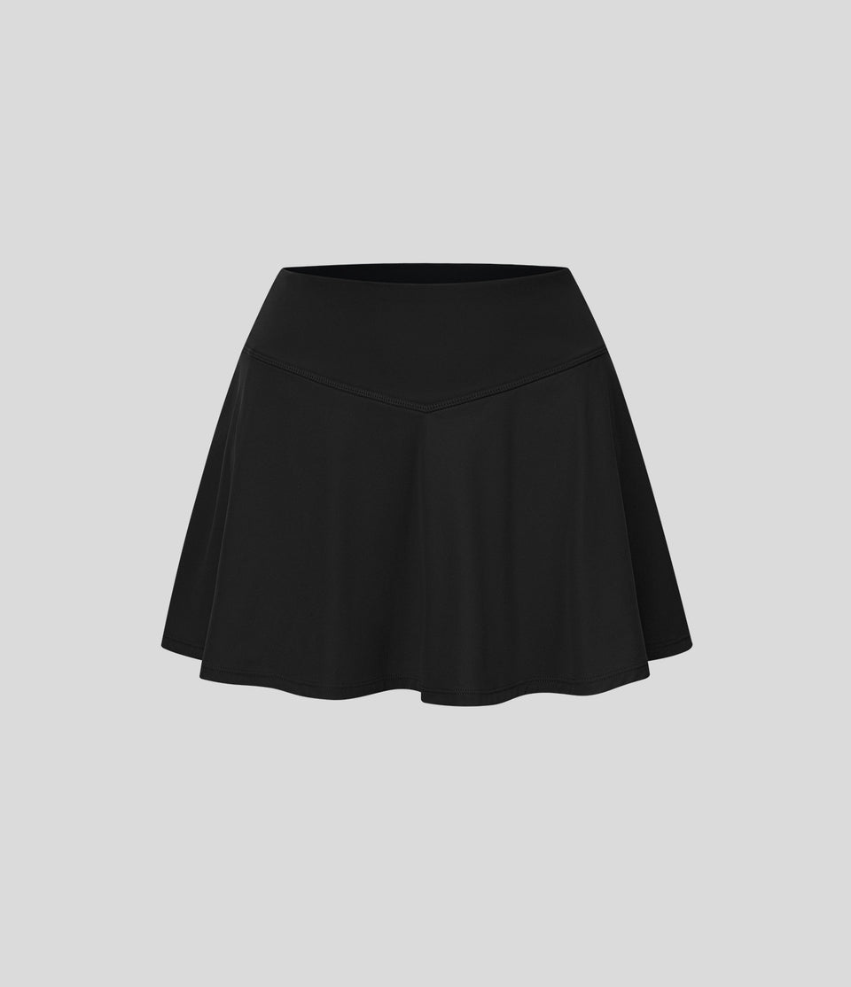 Softlyzero™ Airy High Waisted V Shaped Tiered Ruffle 2-in-1 Side Pocket Mini Cool Touch Tennis Skirt-UPF50+