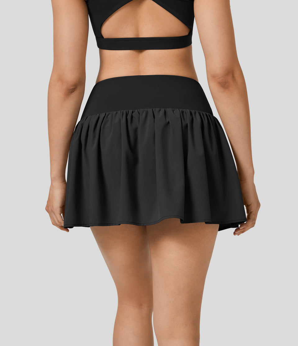 Breezeful™ High Waisted V Shaped Plicated Flare Mini Quick Dry Casual Skirt