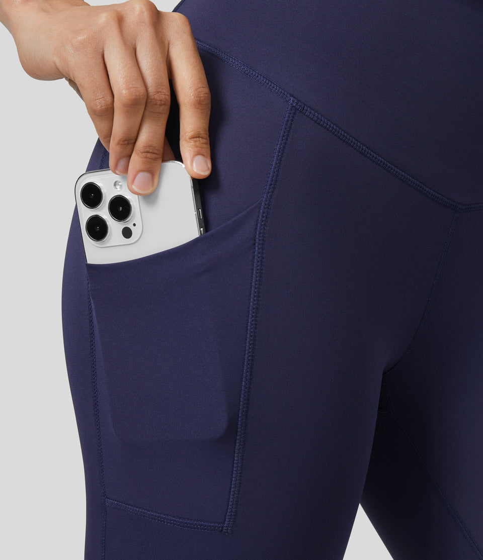 SoCinched Reflective High Waisted Tummy Control Side Pocket Quick Dry 7/8 Running Joggers