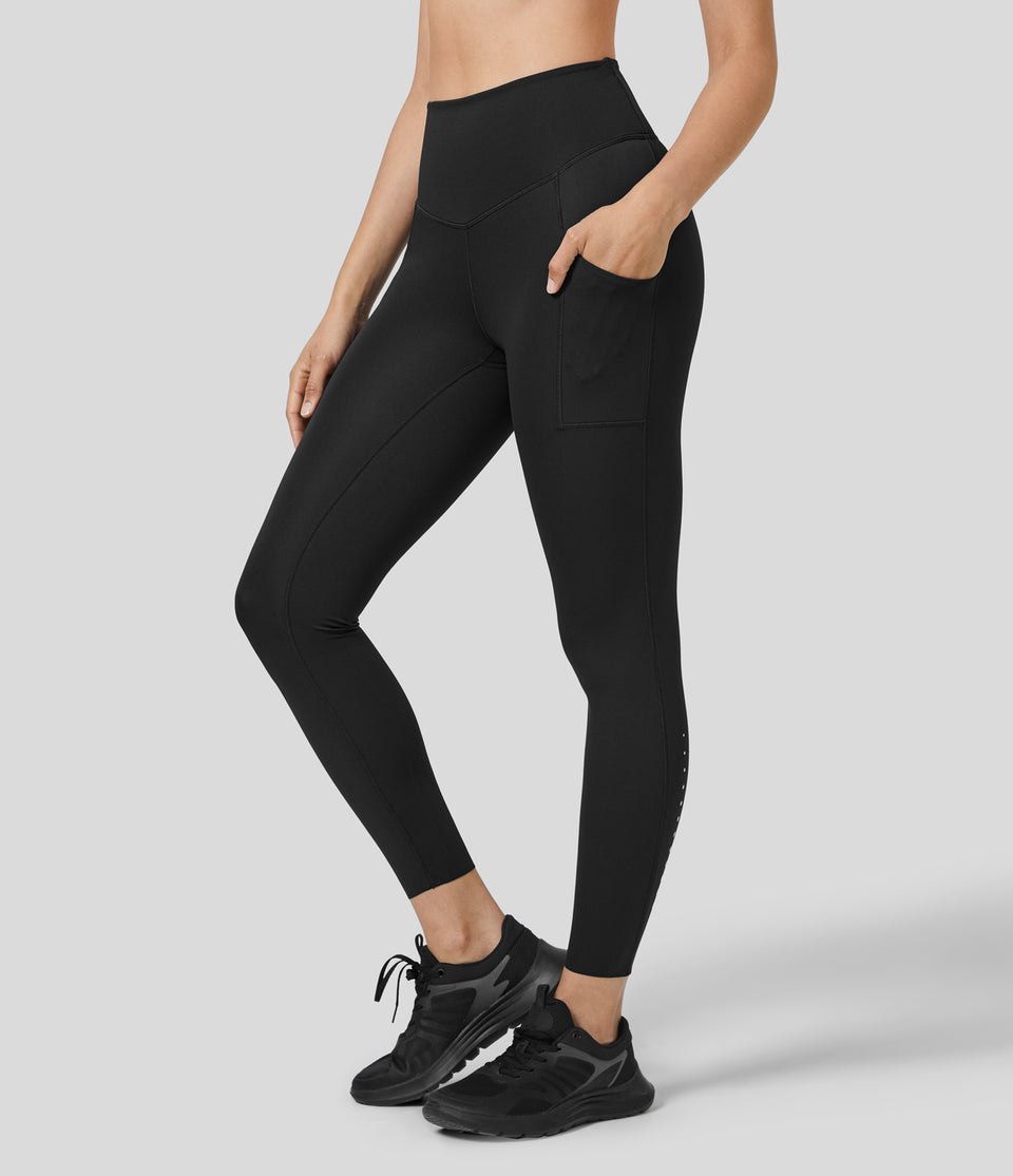 SoCinched Reflective High Waisted Tummy Control Side Pocket Quick Dry 7/8 Running Joggers
