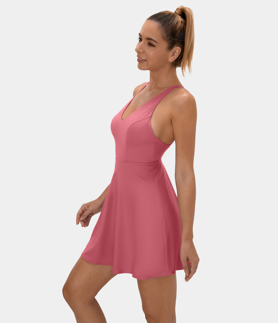 Softlyzero™ Plush Backless Crisscross 2-Piece Pocket Dance Active Dress-UPF50+