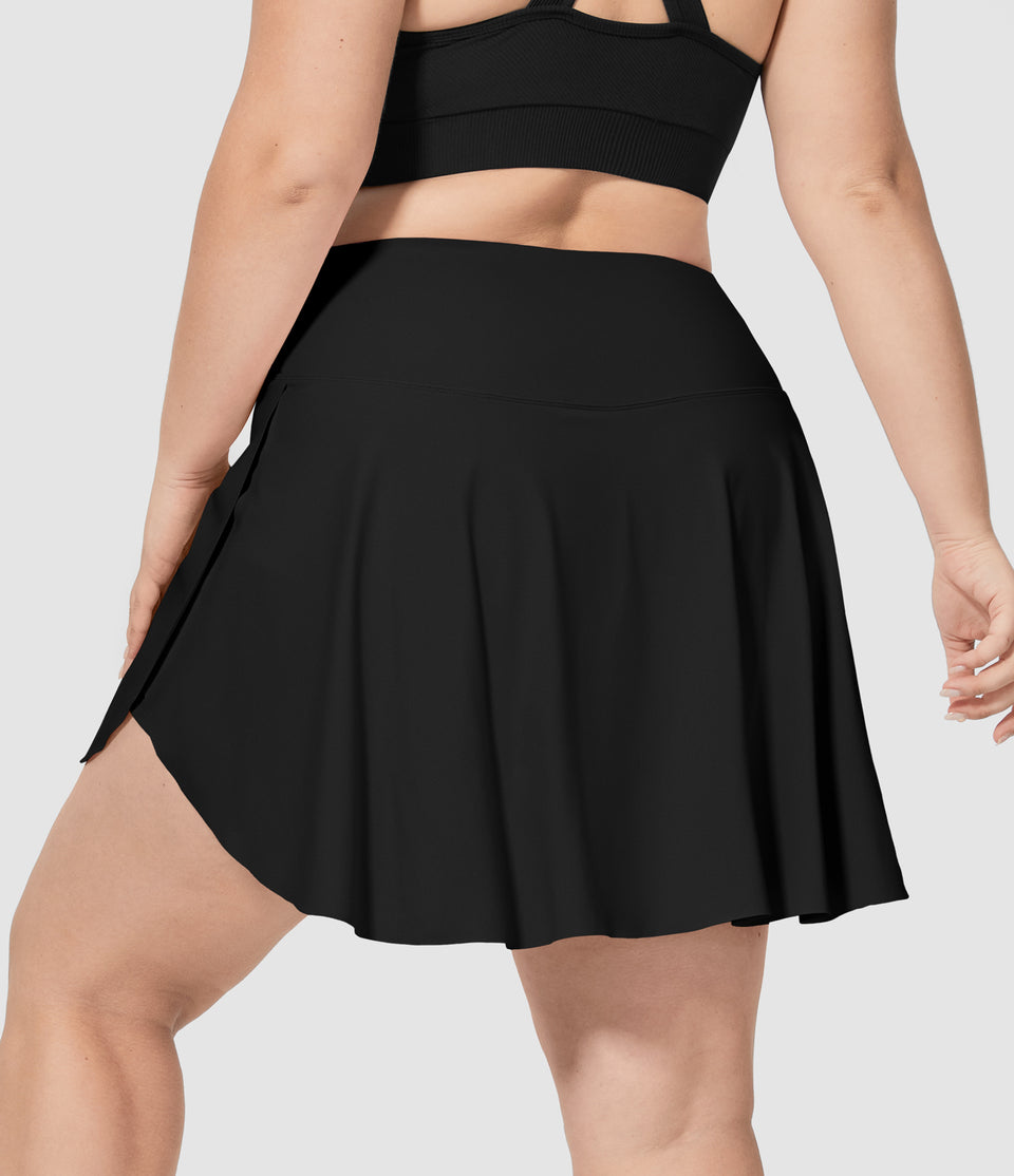 Softlyzero™ Airy Crossover Side Pocket 2-in-1 Cool Touch Tennis Plus Size Skirt-Lucid-Longer Length-UPF50+