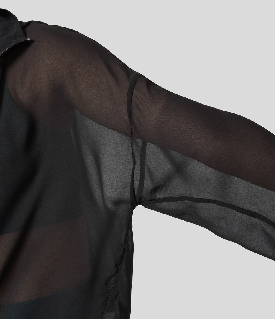 Hooded Zipper Adjustable Drawcord Sheer Oversize Hiking Chiffon Jacket