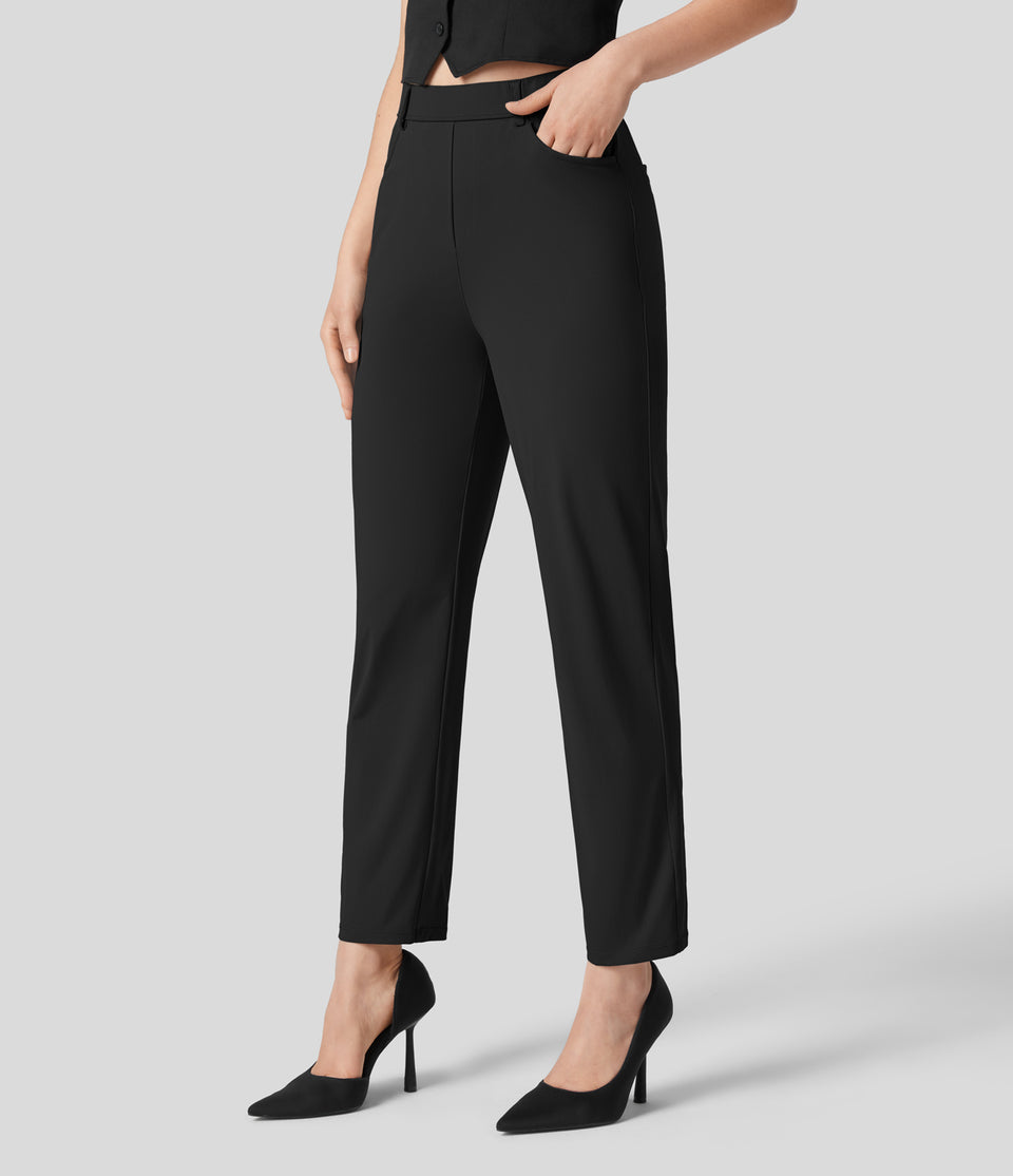 High Waisted Multiple Pockets Work Tapered Pants