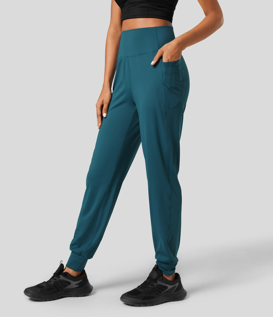 SoCinched High Waisted Tummy Control Side Pocket Quick Dry Running Joggers