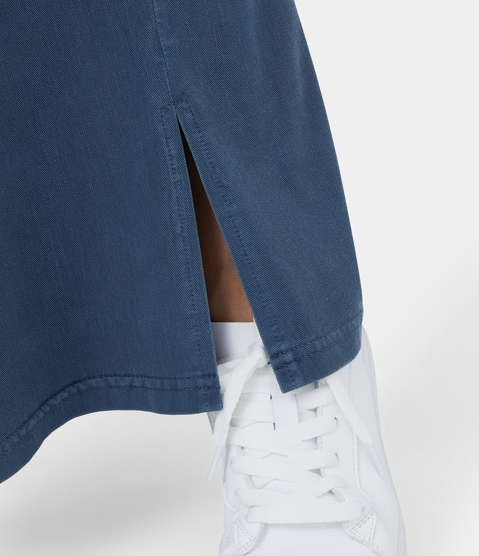 High Waisted Button Zipper Plicated Side Pocket Split Hem Wide Leg Casual Pants