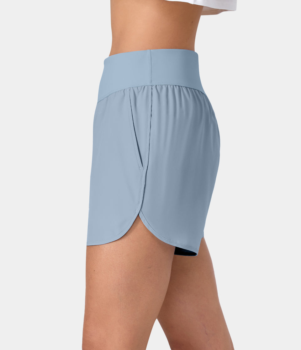 Breezeful™ High Waisted Side Pocket Quick Dry Casual Shorts 4"