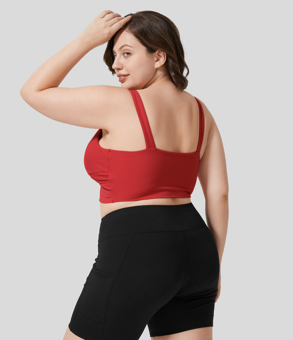 Softlyzero™ Airy Low Support Twisted Cut Out Backless Cool Touch Barre Ballet Dance Plus Size Sports Bra-UPF50+