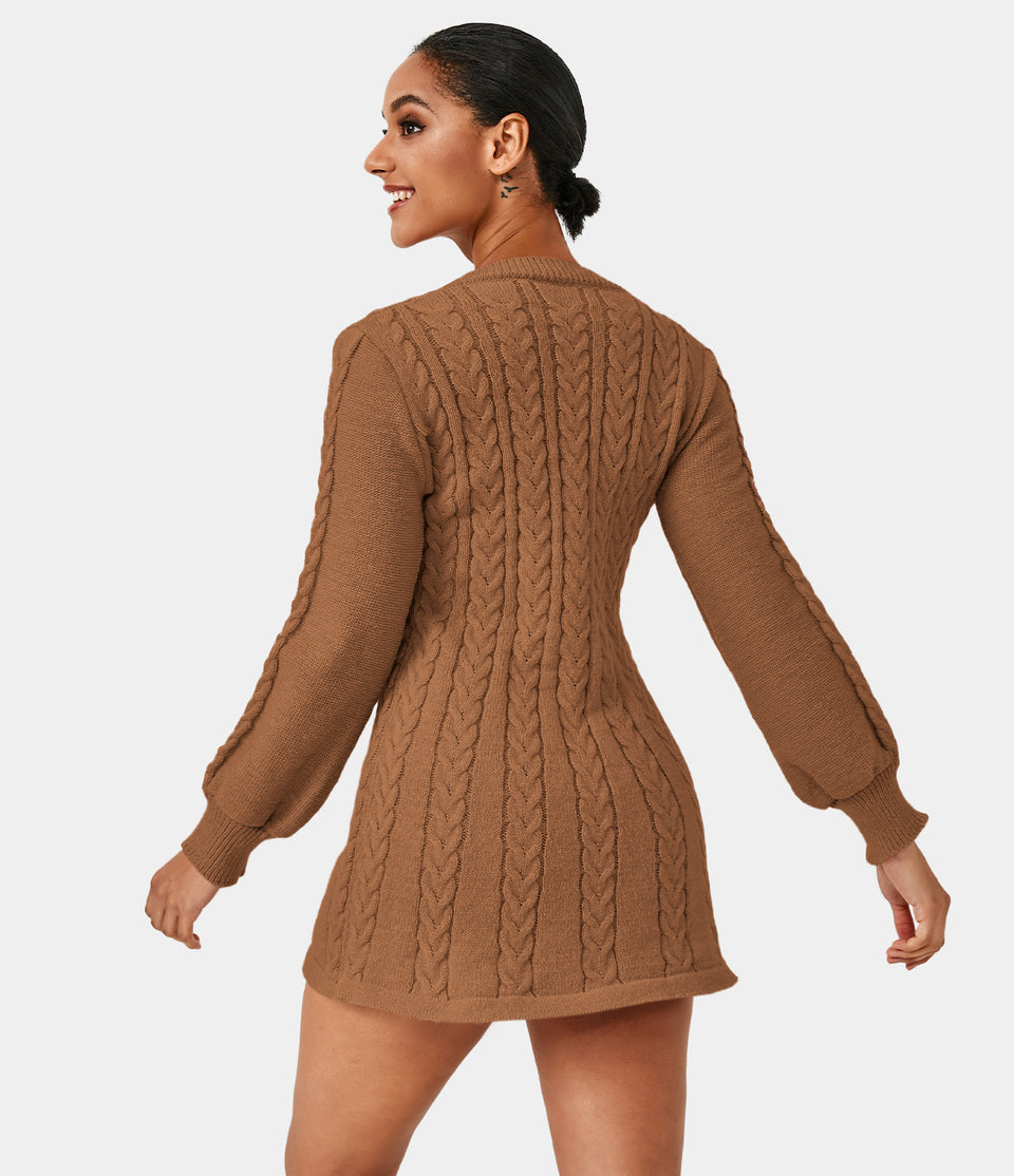 Everyday V Neck Long Sleeve Mini Sweater Chill Dress