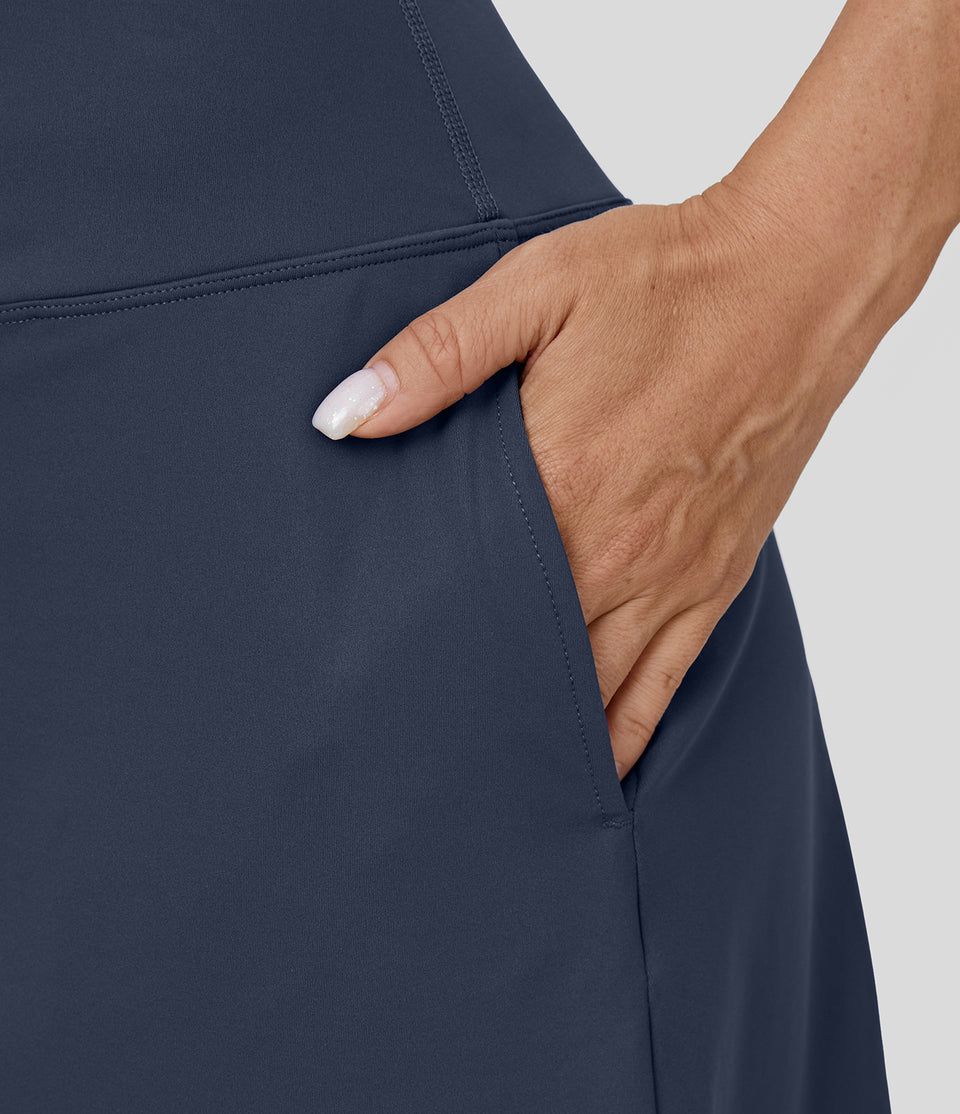 High Waisted Pocket Split 2-in-1 A Line Golf Skirt