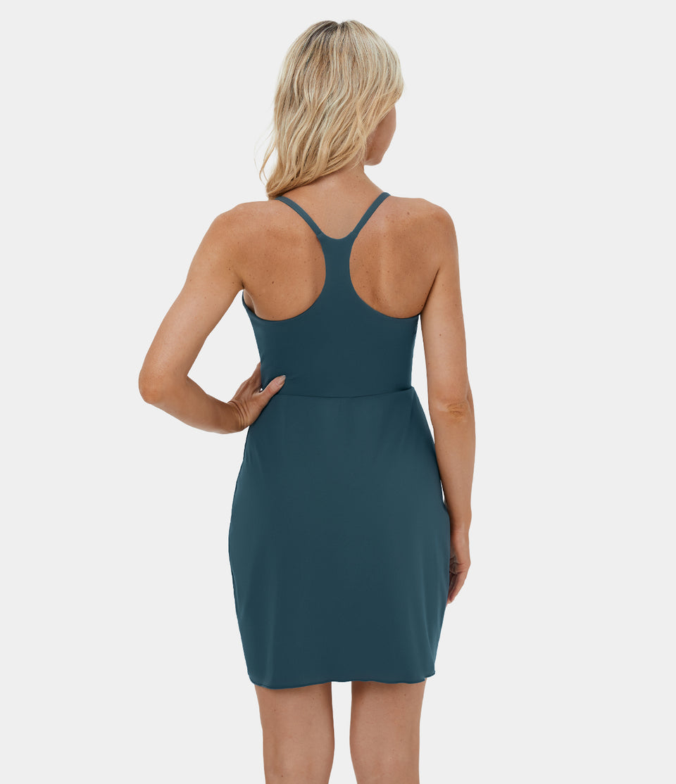 Softlyzero™ Airy Backless Racerback Stacked Crossover Hem Mini Cool Touch Casual Dress-UPF50+