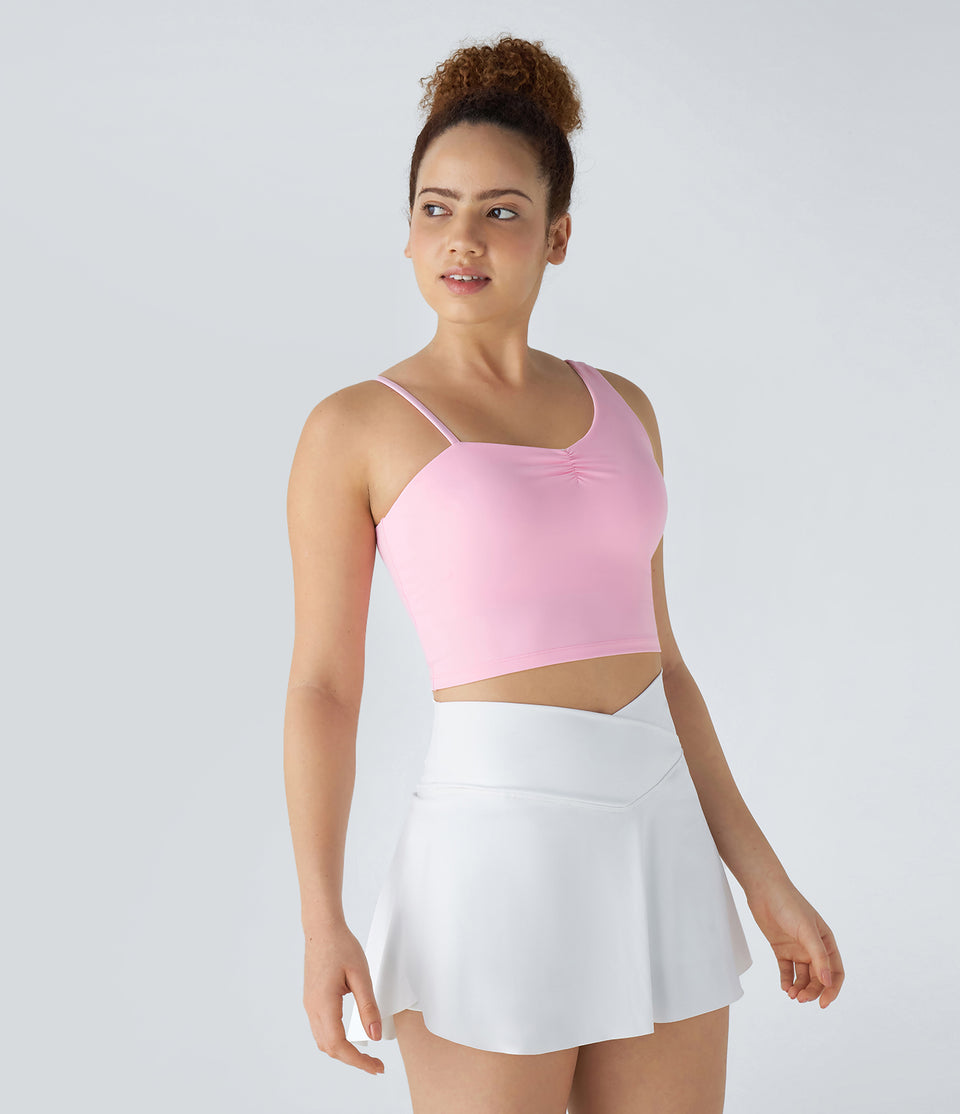 Softlyzero™ Airy Asymmetric Strap Ruched Cool Touch Cropped Yoga Tank Top-UPF50+