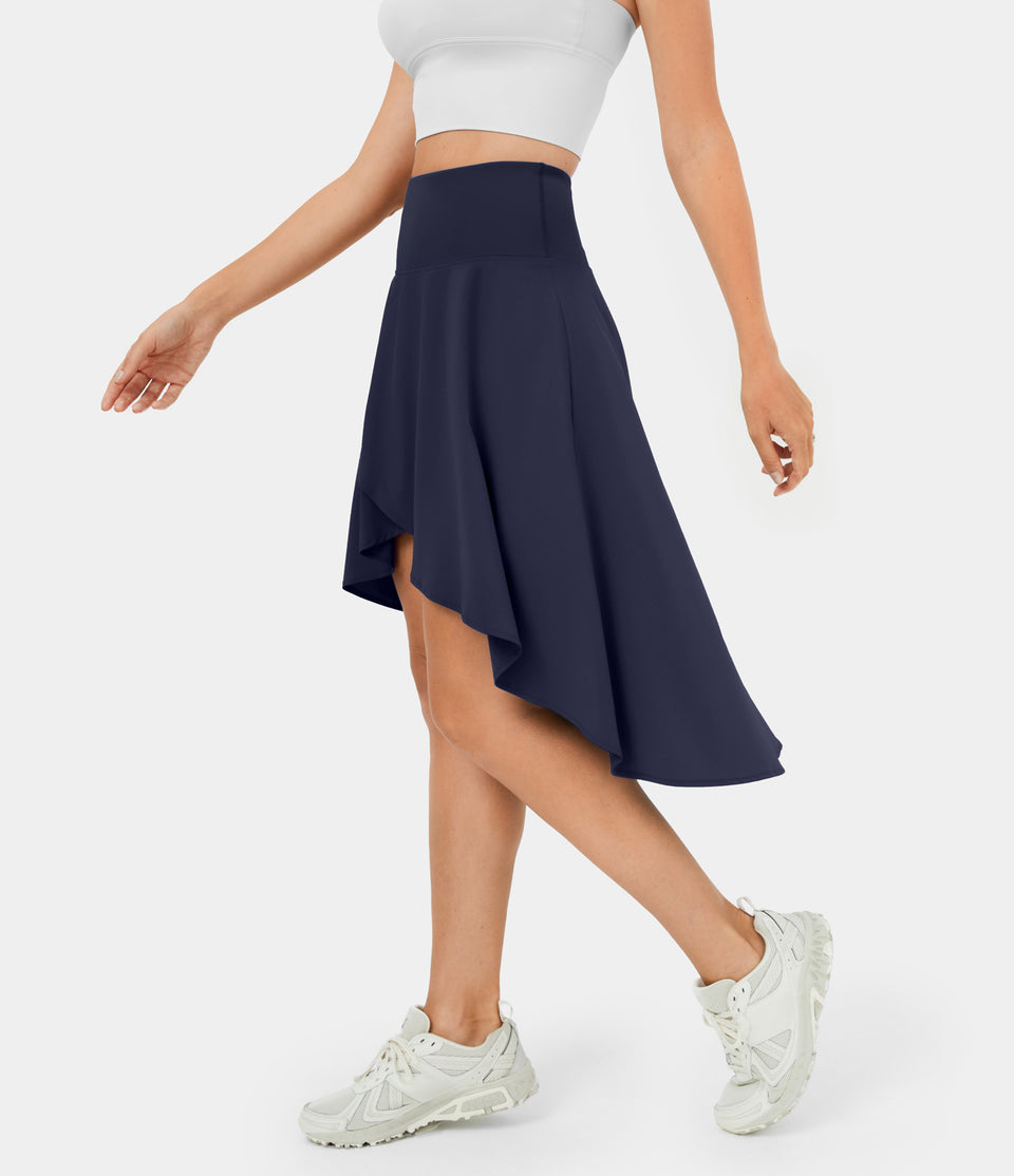 Breezeful™ High Waisted Asymmetric Ruffle High Low Flowy 2-in-1 Quick Dry Dance Skirt