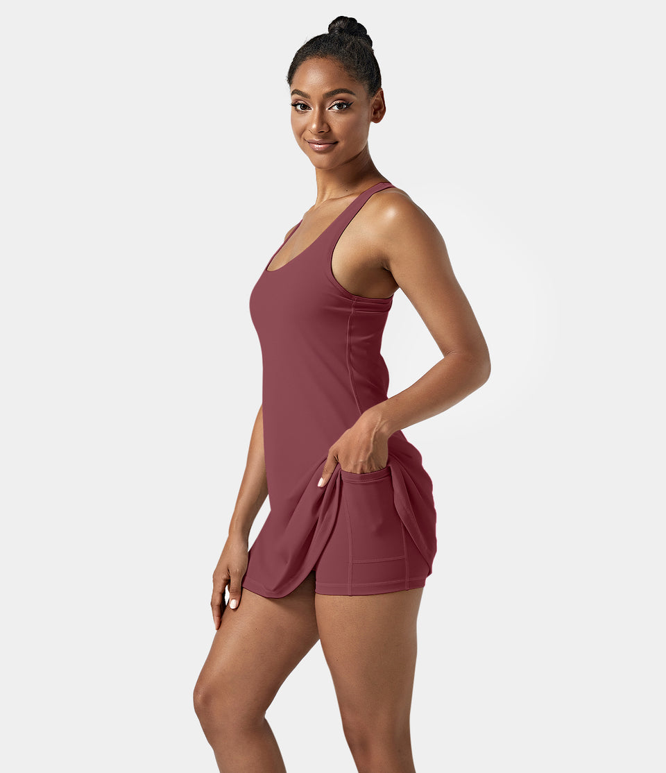 Softlyzero™ Airy Backless Racerback Cut Out 2-in-1 Pocket Cool Touch Mini Tennis Active Dress-UPF50+