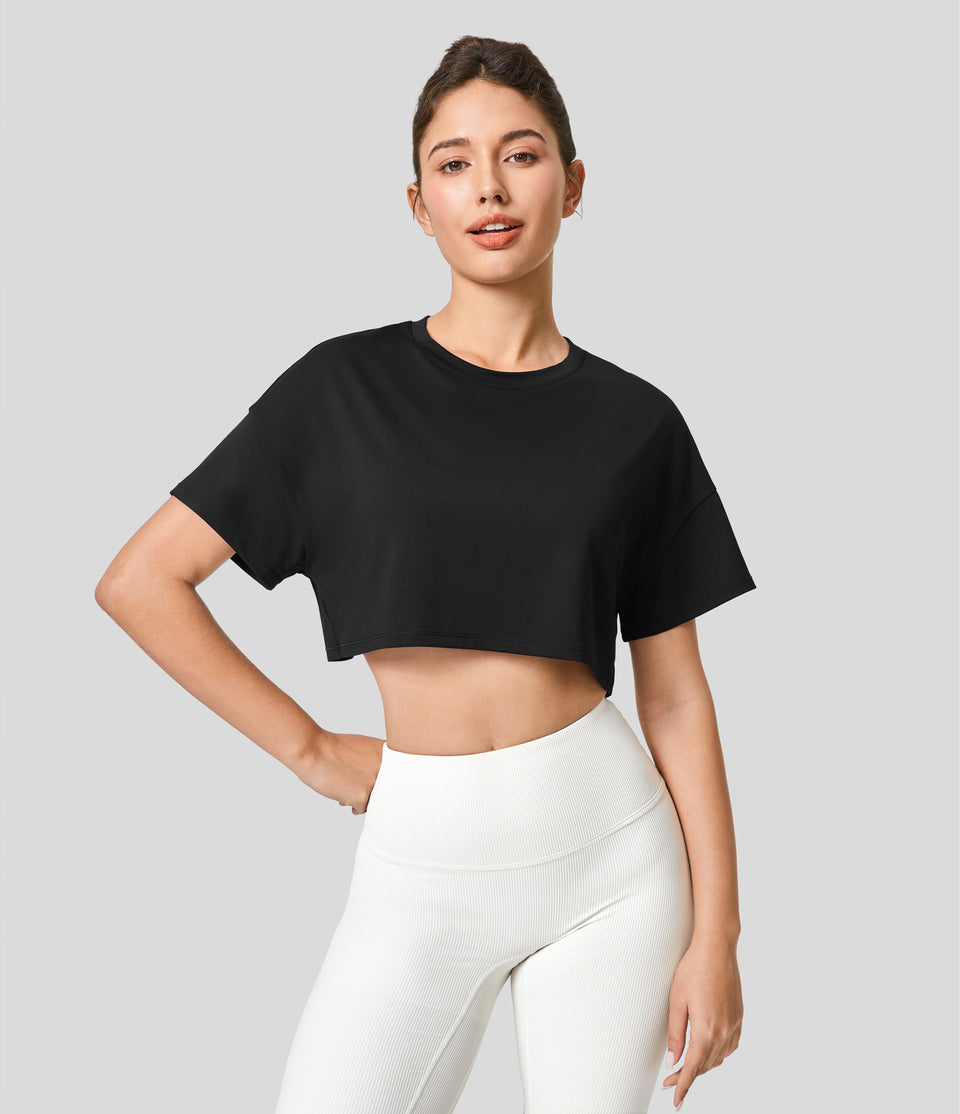Short Sleeve Cropped Loose Dance Sports Top