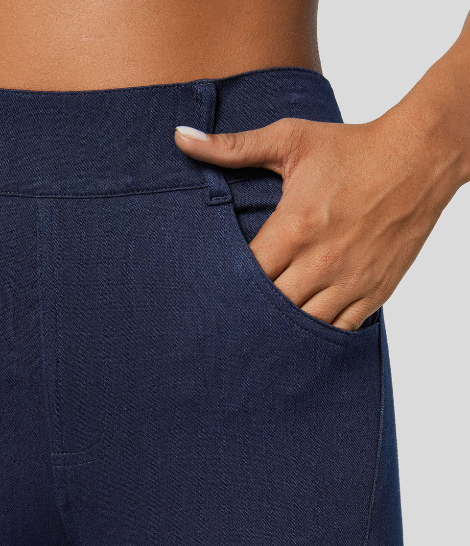 HalaraMagic™ High Waisted Side Pocket Split Stretchy Knit Denim Casual Leggings