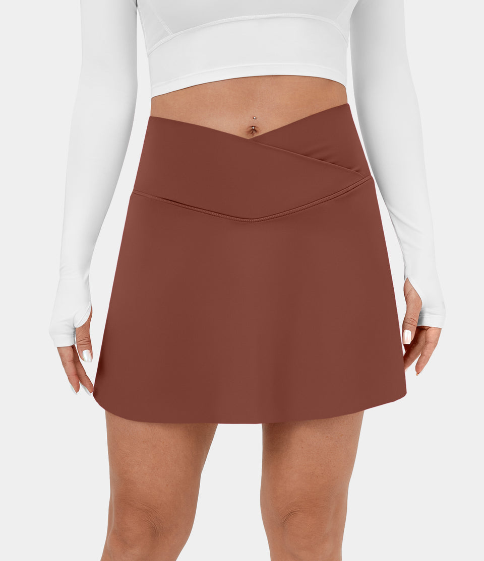 Softlyzero™ Airy Crossover Side Pocket 2-in-1 Cool Touch Tennis Skirt-Lucid-Longer Length-UPF50+