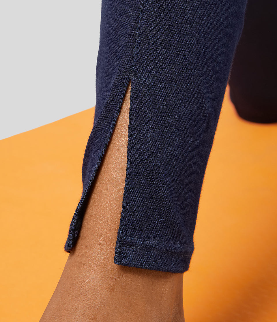 HalaraMagic™ High Waisted Side Pocket Split Stretchy Knit Denim Casual Leggings