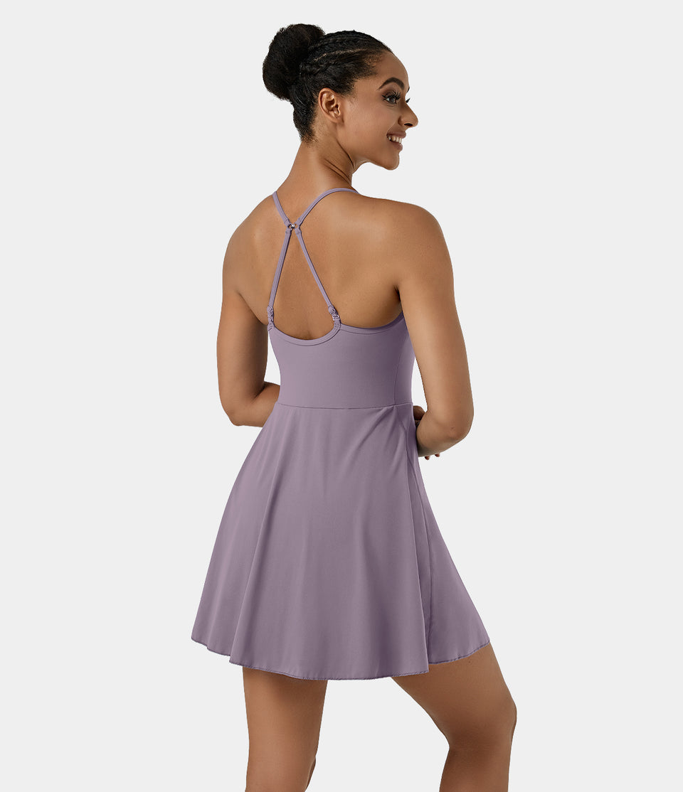 Softlyzero™ Plus Backless Adjustable Strap 2-in-1 Pocket Mini Slip Dance Active Dress-UPF50+
