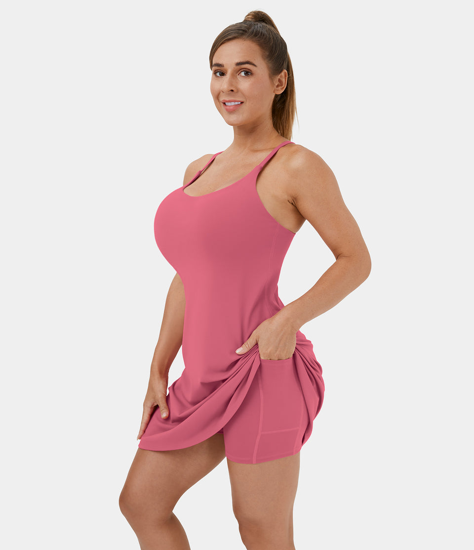 Softlyzero™ Plush Backless 2-in-1 Pocket Mini Yoga Active Dress-UPF50+