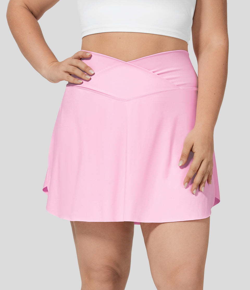 Softlyzero™ Airy Crossover Side Pocket 2-in-1 Cool Touch Tennis Plus Size Skirt-Lucid-Longer Length-UPF50+