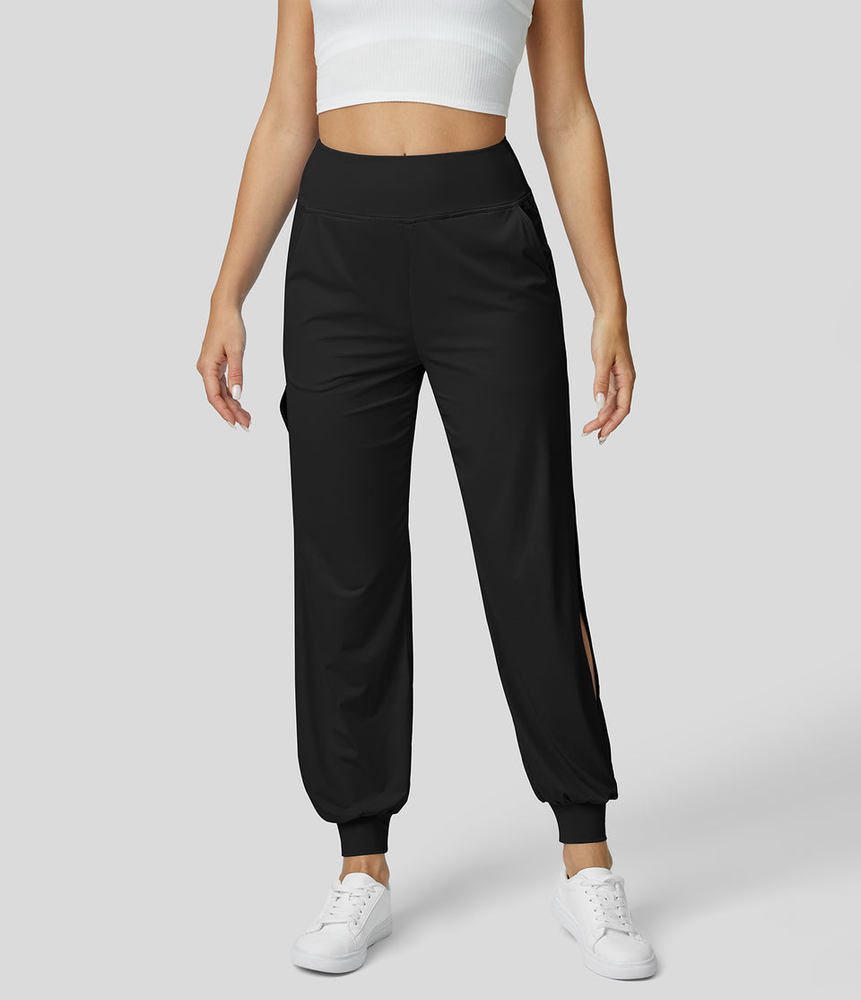 High Waisted Side Pocket Cut Out Cool Touch Casual Joggers-UPF50+