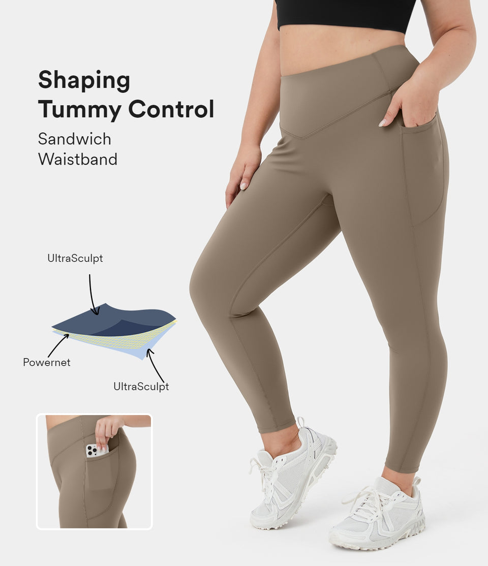 SoCinched High Waisted Tummy Control Side Pocket Shaping Training Plus Size Leggings