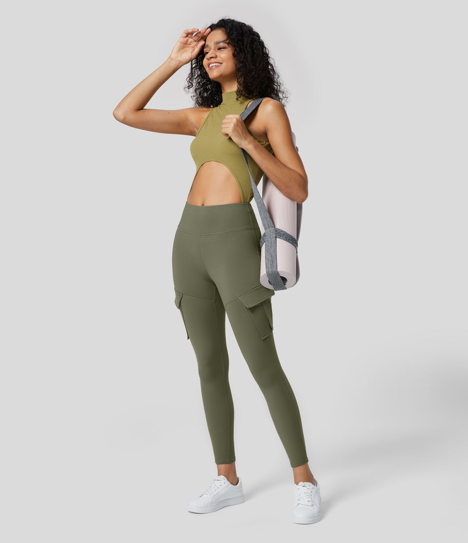Softlyzero™ Fleece High Waisted Cargo Pocket Skinny 7/8 Yoga Leggings