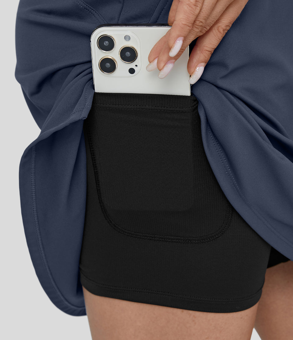 High Waisted Pocket Split 2-in-1 A Line Golf Skirt