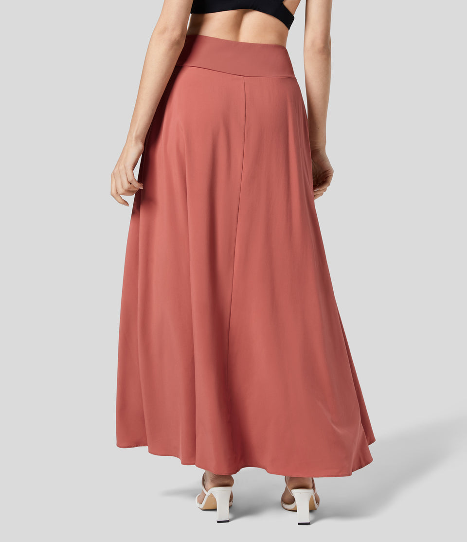 Breezeful™ High Waisted Side Pocket 2-in-1 Split Flowy Quick Dry Casual Maxi Skirt