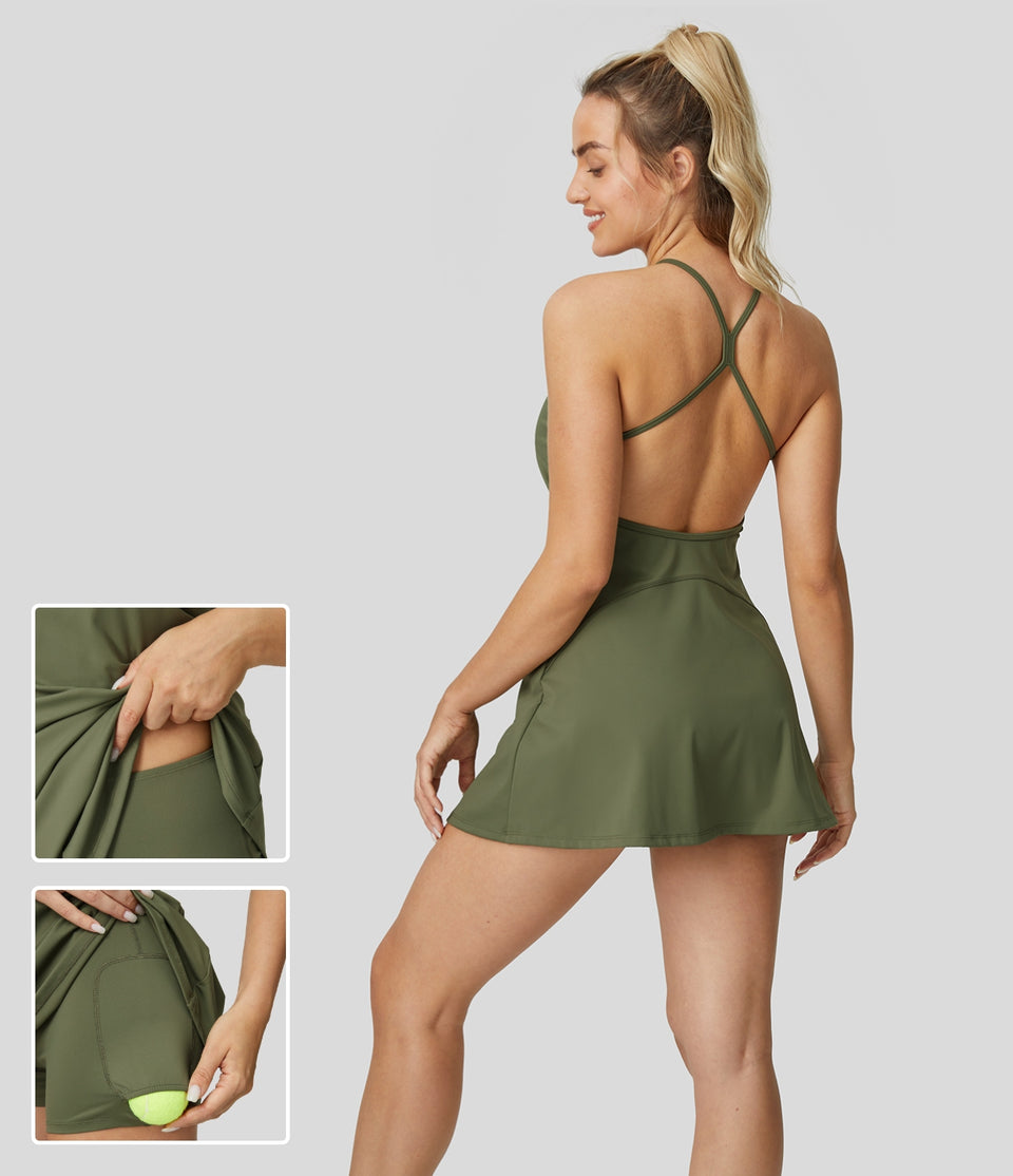 Softlyzero™ Airy Backless 2-Piece Pocket Mini Slip Cool Touch Tennis Active Dress-UPF50+