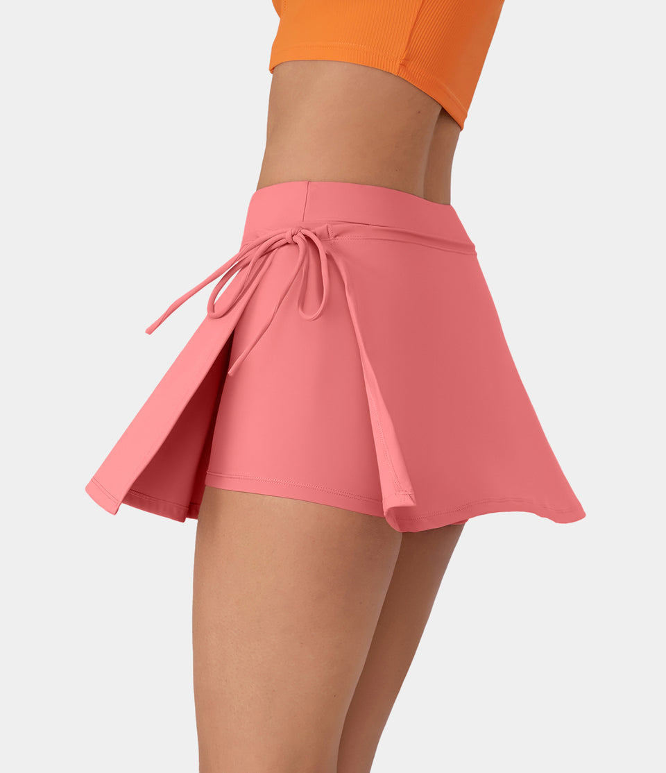 Everyday Softlyzero™ Airy Mid Rise Tie Side A Line 2-in-1 Side Pocket Mini Cool Touch Skirt-UPF50+