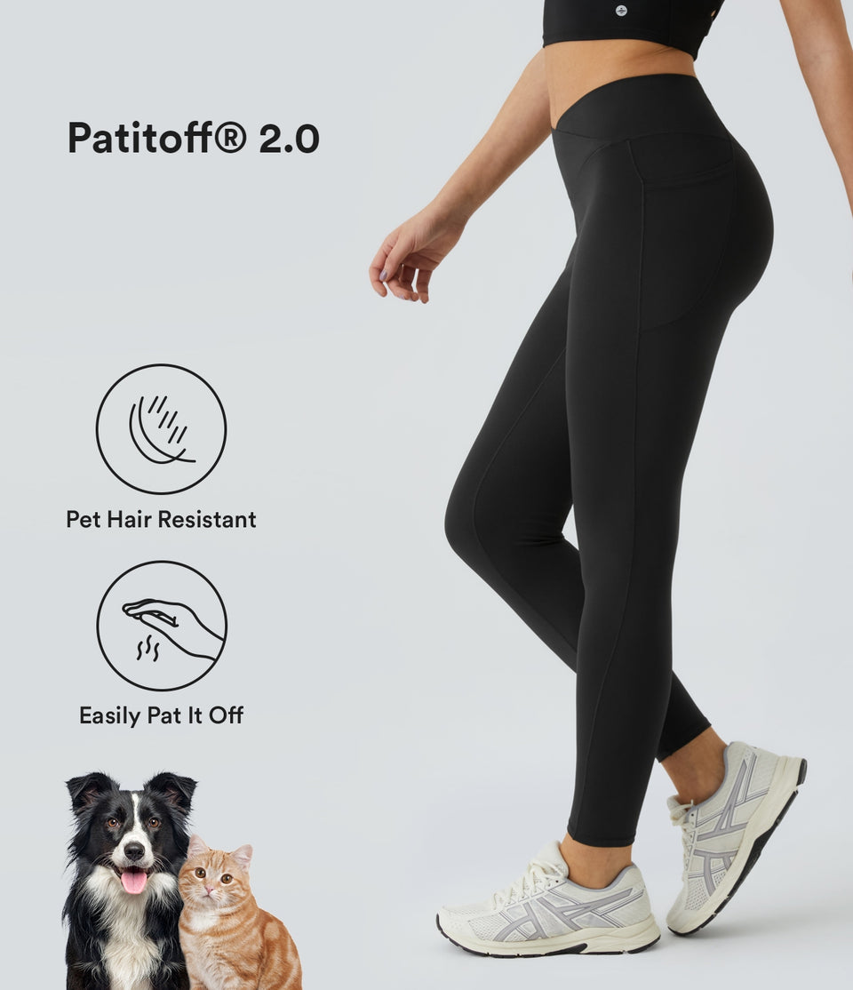 Patitoff® 2.0 Pet Hair Resistant High Waisted Crossover Side Pocket Yoga Leggings