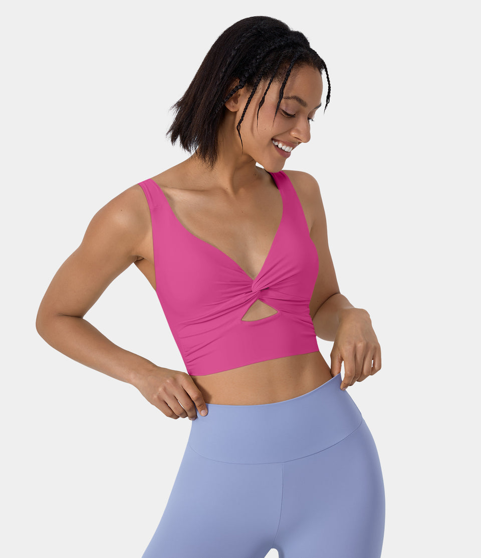 Softlyzero™ Airy Low Support Twisted Cut Out Backless Cool Touch Barre Ballet Dance Sports Bra-UPF50+