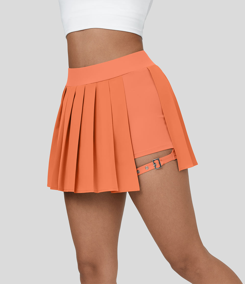 Breezeful™ High Waisted Pleated 2-in-1 Side Pocket Adjustable Buckle Mini Quick Dry Casual Skirt