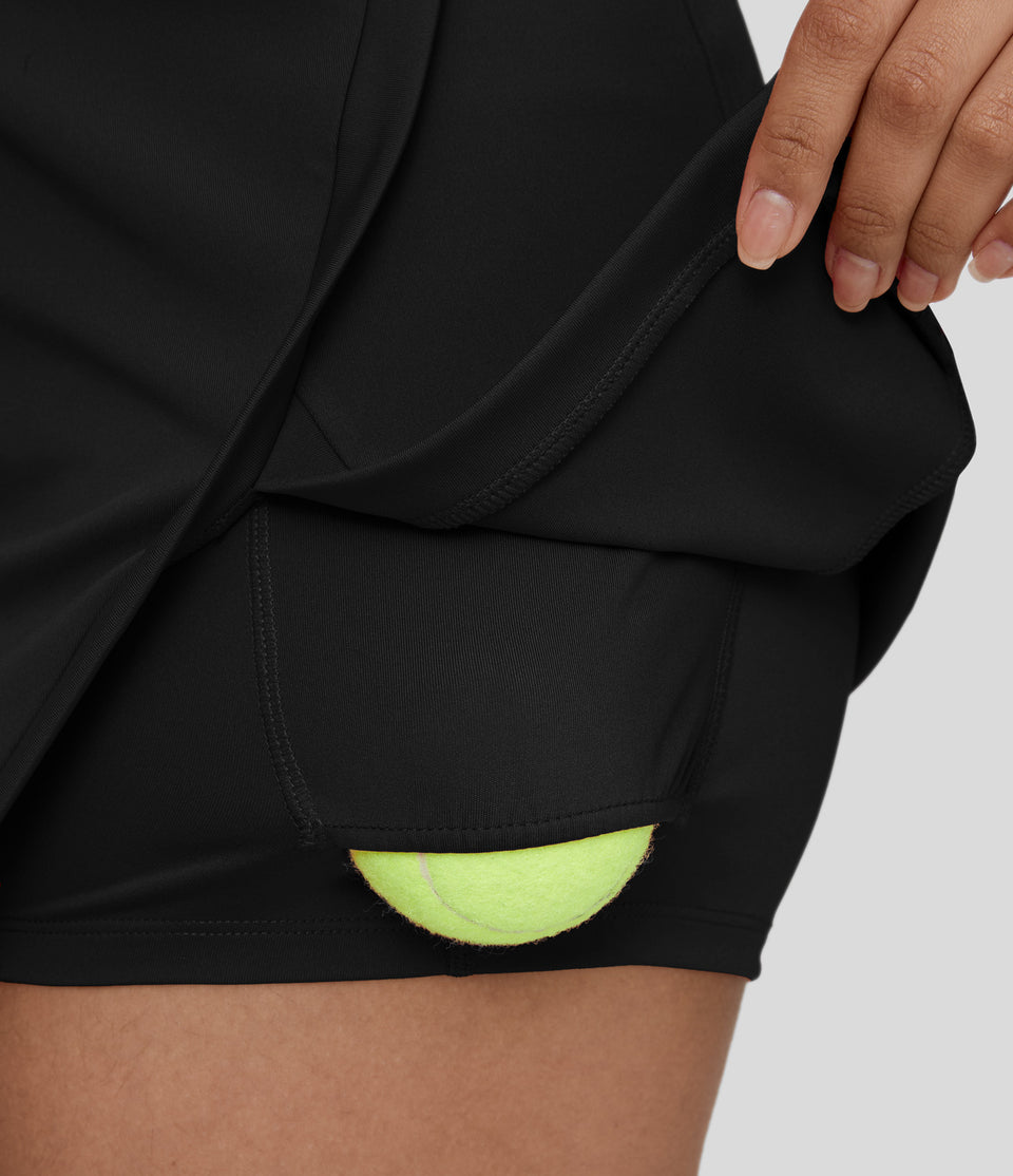 Zipper Racerback Split Side Pocket 2-Piece Mini Tennis Active Dress
