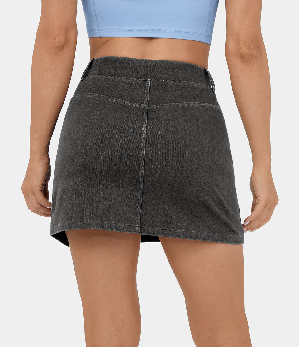 HalaraMagic™ High Waisted A Line Stretchy Knit Denim Mini Casual Skirt