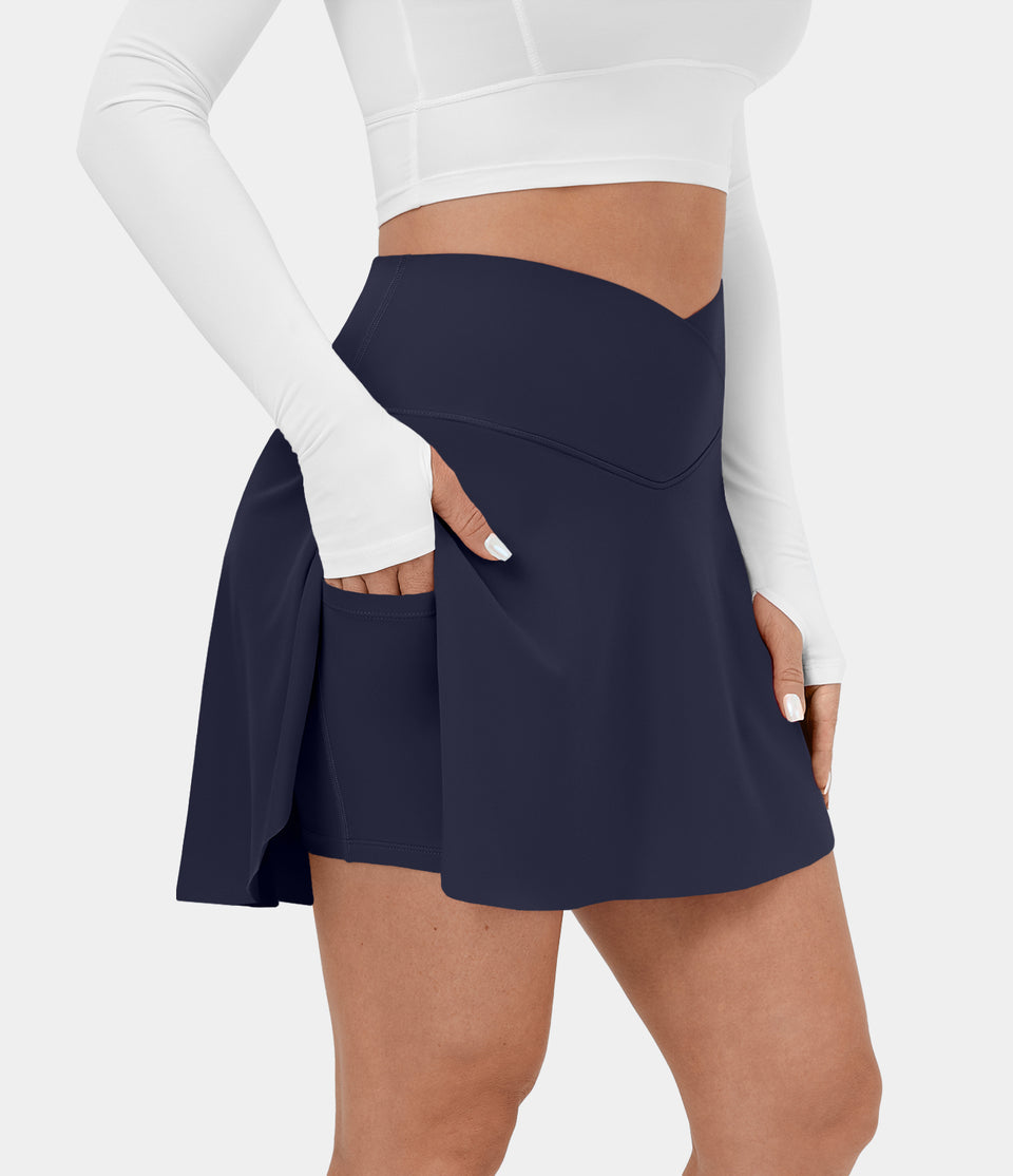 Softlyzero™ Airy Crossover Side Pocket 2-in-1 Cool Touch Tennis Skirt-Lucid-Longer Length-UPF50+