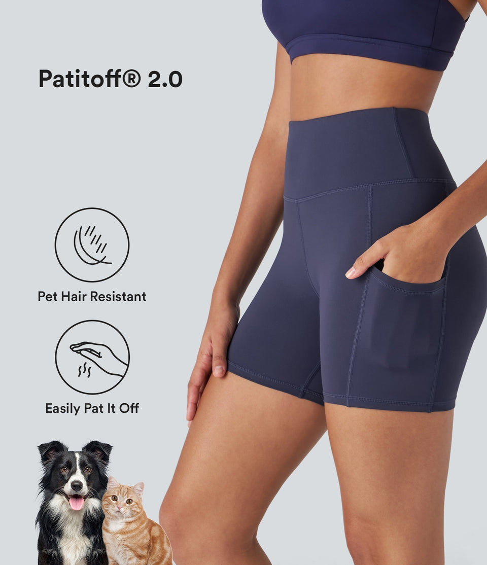 Patitoff® 2.0 Pet Hair Resistant High Waisted Side Pocket Workout Biker Shorts 5''