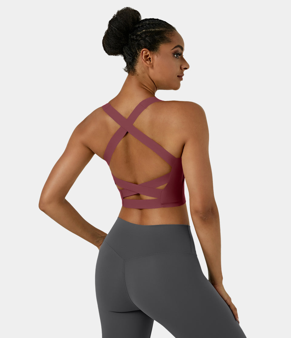 Softlyzero™ Airy Square Neck Backless Crisscross Cropped Cool Touch Yoga Tank Top-UPF50+
