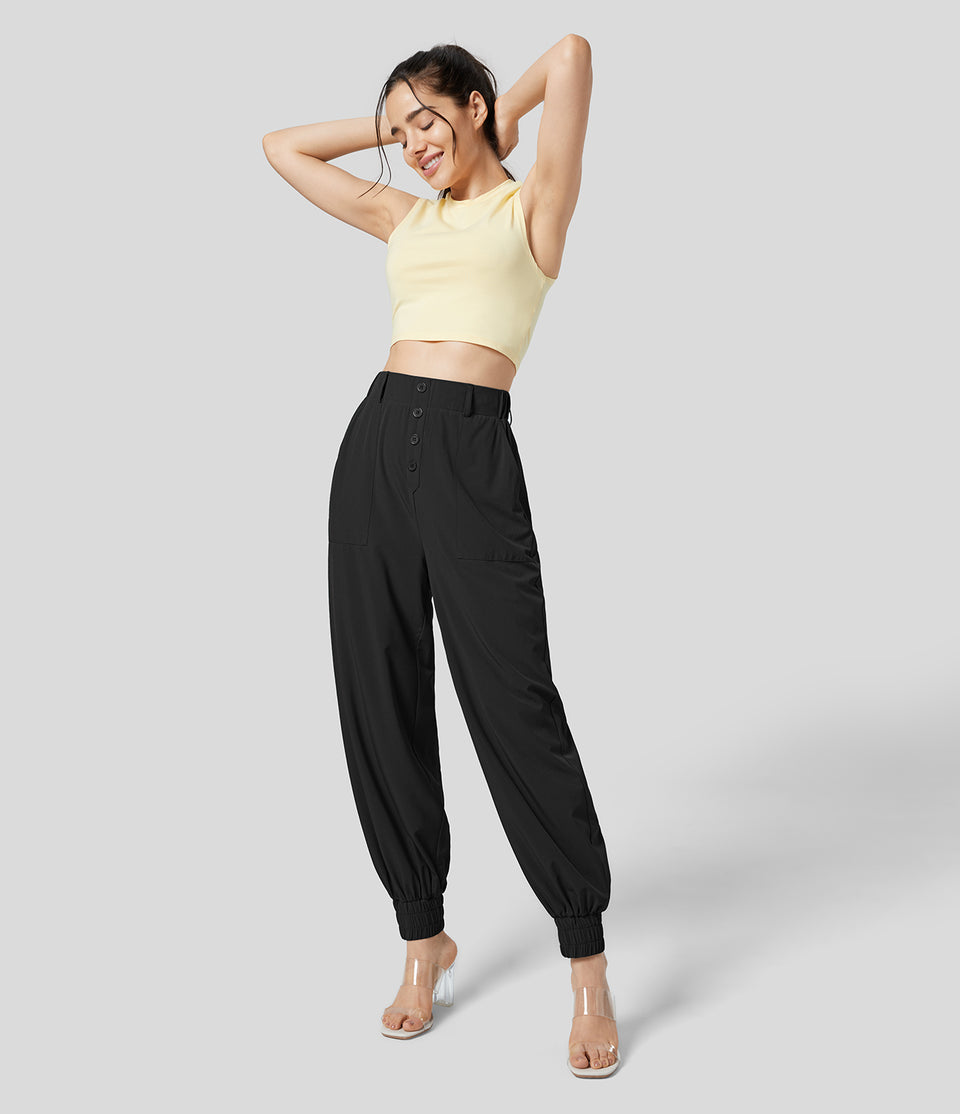 Breezeful™ High Waisted Button Side Pocket Quick Dry Resort Joggers