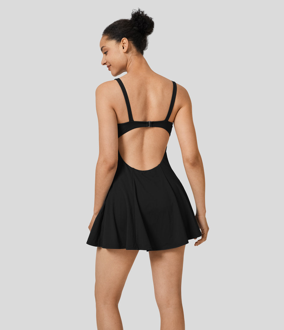 Backless Cut Out 2-in-1 Pocket Quick Dry Mini Slip Tennis Active Dress