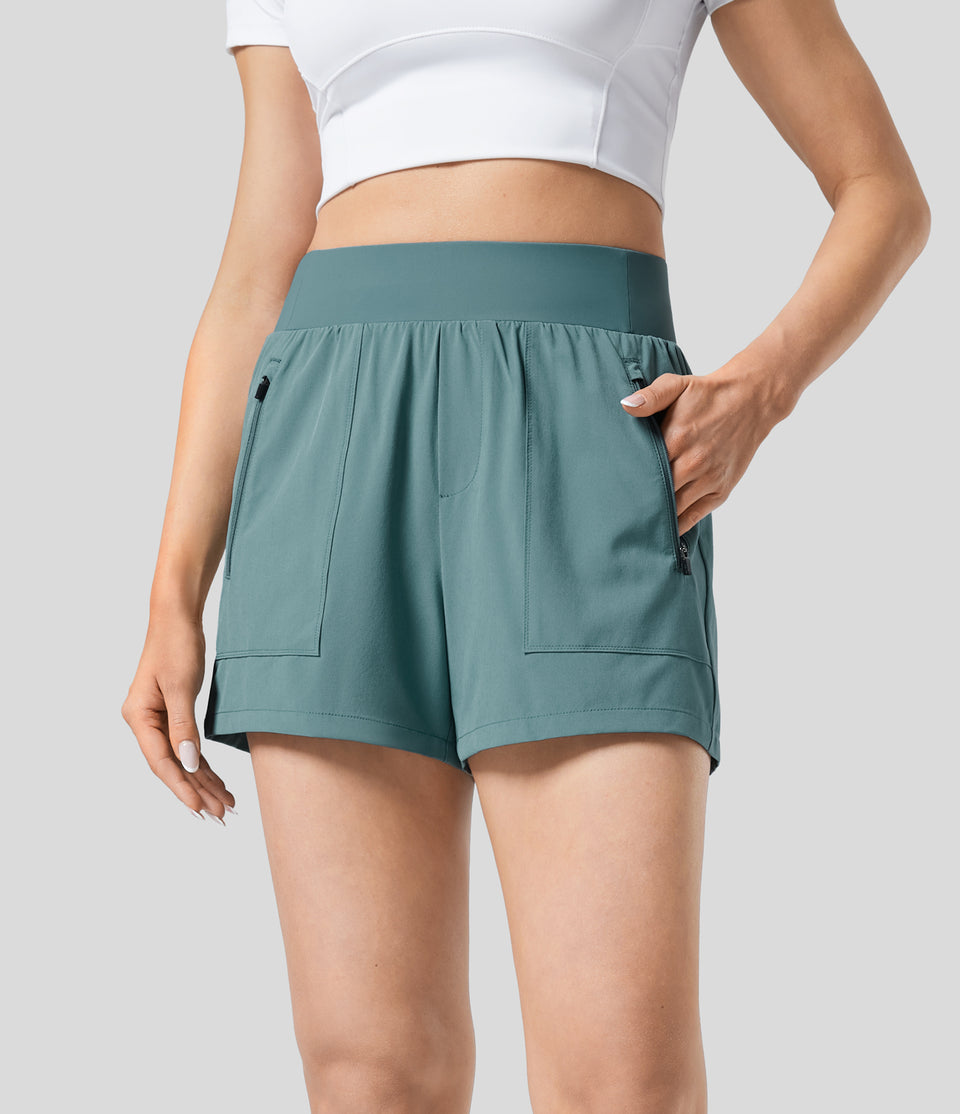Breezeful™ High Waisted Side Zipper Pocket Quick Dry Hiking Shorts