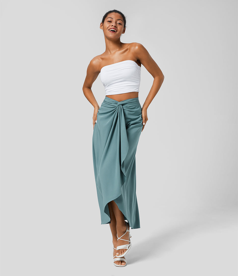Breezeful™ High Waisted Twisted Wrapped Tie Back Quick Dry Resort Skirt