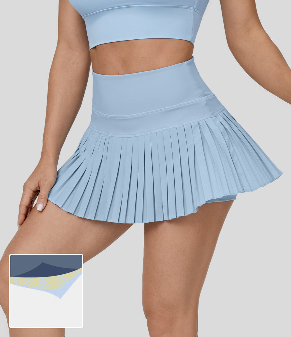 Breezeful™ High Waisted 2-in-1 Side Pocket Pleated A Line Quick Dry Micro Mini Tennis Skirt