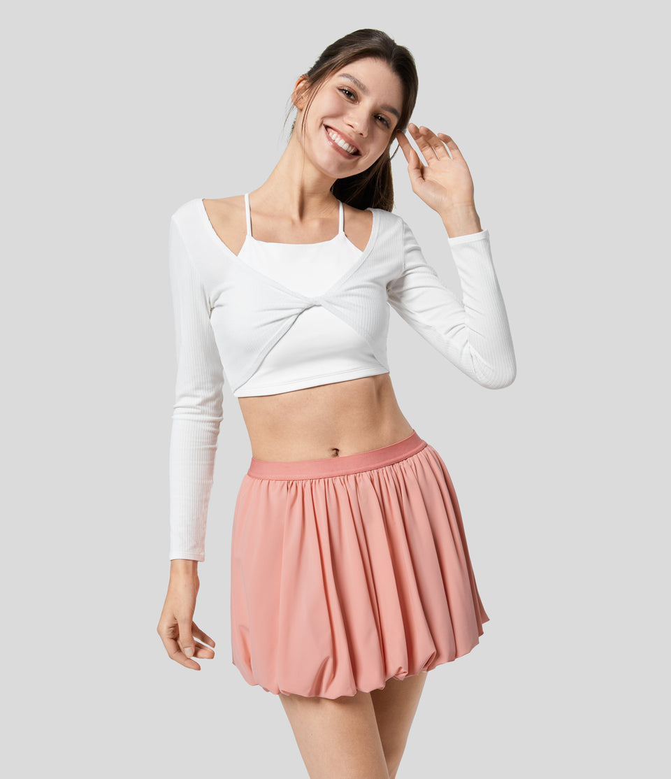 Breezeful™ Mid Rise Side Pocket Bubble Mini Quick Dry Casual Skirt