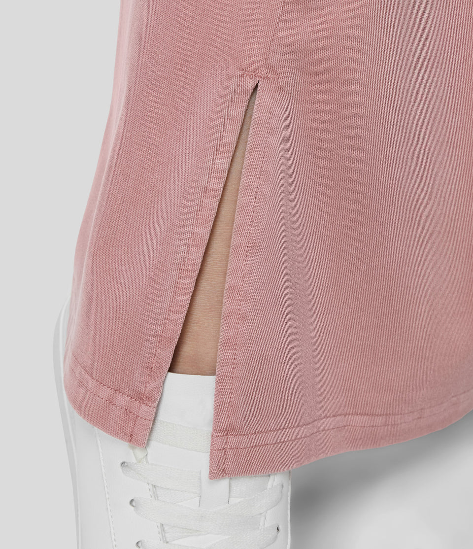 High Waisted Button Zipper Plicated Side Pocket Split Hem Wide Leg Casual Plus Size Pants
